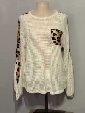 12PM By Mon Ami Cream Open Knit Sweater